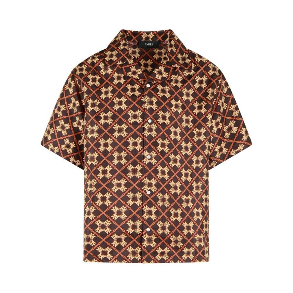 Amiri 'Ma Quad' Brown Silk Shirt Men